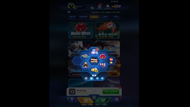 Sảnh Mini Game WIN79 gồm nhiều game rất hấp dẫn